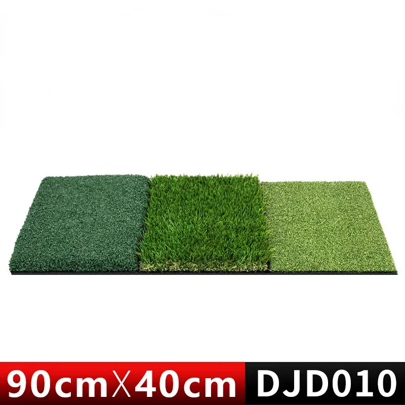 Under Par Discount Golf tri-turf golf hitting mat with three turf surfaces side by side 90cm by 40cm