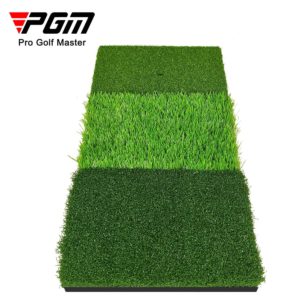 Under Par Discount Golf tri-turf golf hitting mat with three turf sections of varied pile heights