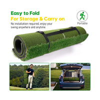 Under Par Discount Golf Premium Golf Mat with Ball Tray rolled portable turf hitting mat with straps