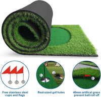Under Par Discount Golf indoor golf putting green rolled turf mat with cup hole and flags icons