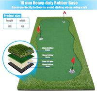 Under Par Discount Golf indoor golf putting green 10ft x 4ft three hole mat with rubber base and layered turf