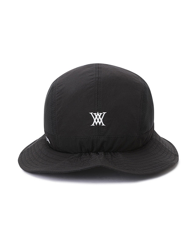 Amethyst Lucy women's golf bucket hat nylon in black with a stylish logo for sun protection
