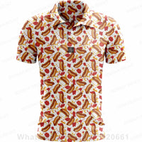 Under Par Discount Golf plus size summer polo shirt with colorful hot dog print for casual wear
