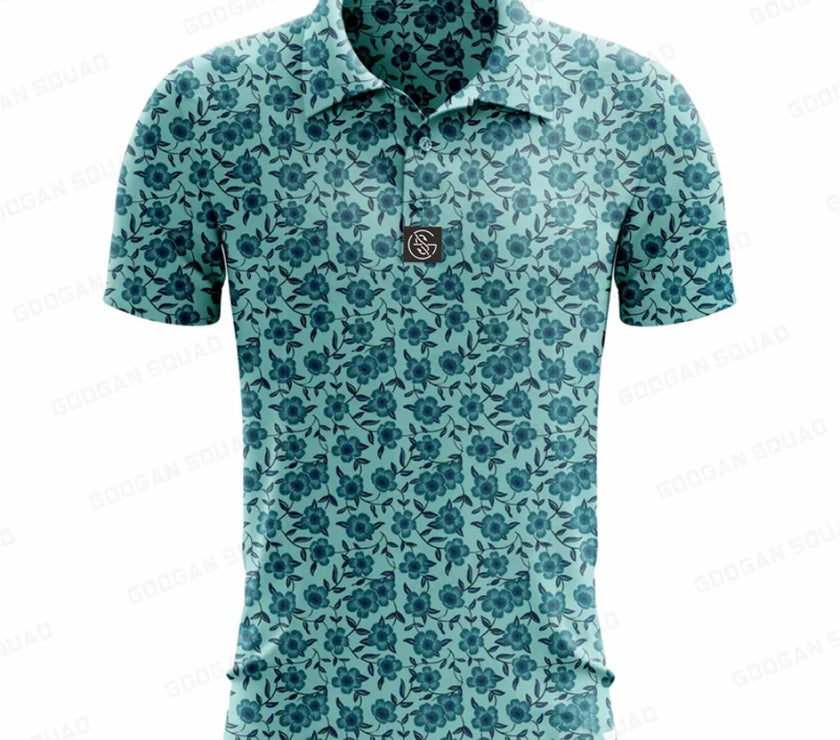 Under Par Discount Golf Plus Size Summer Polo Shirt in Floral Print for Comfortable Casual Wear