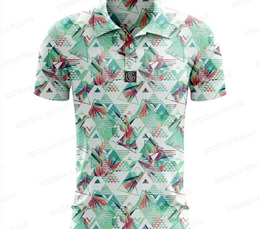 Under Par Discount Golf Plus Size Summer Polo Shirt with Colorful Geometric Print