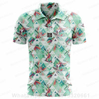 Colorful Under Par Discount Golf plus size summer polo shirt with geometric patterns for stylish golf outings