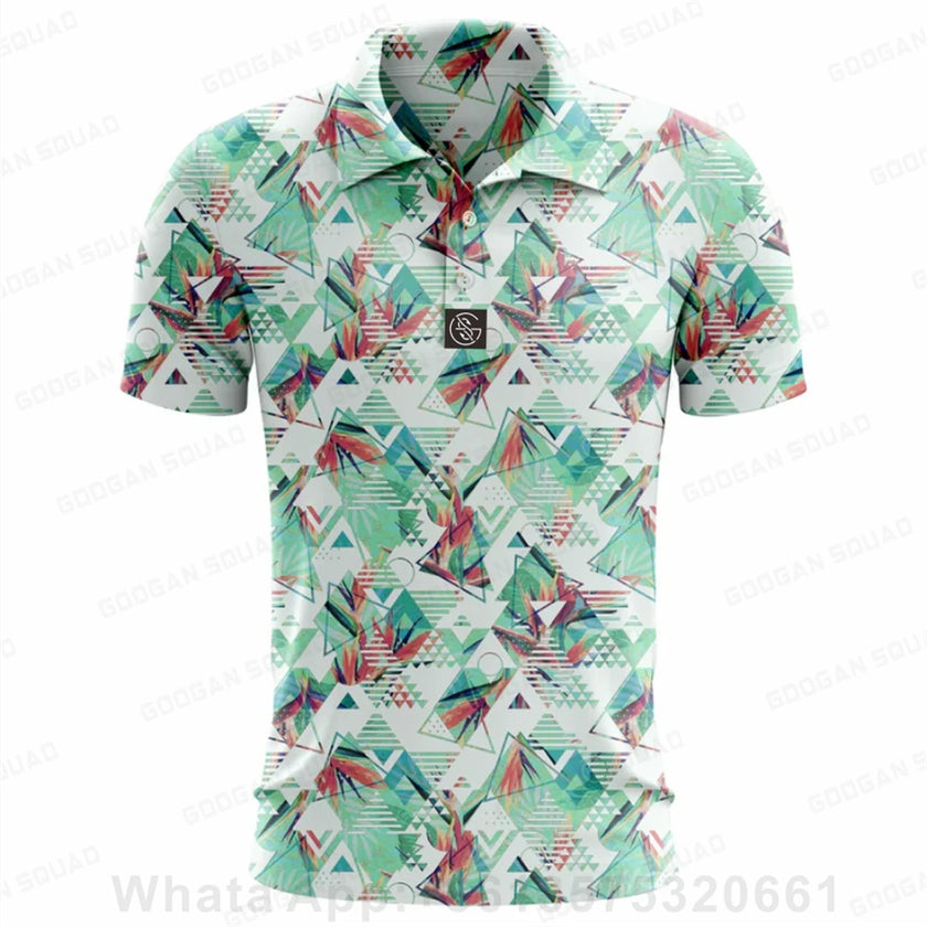 Colorful Under Par Discount Golf plus size summer polo shirt with geometric patterns for stylish golf outings