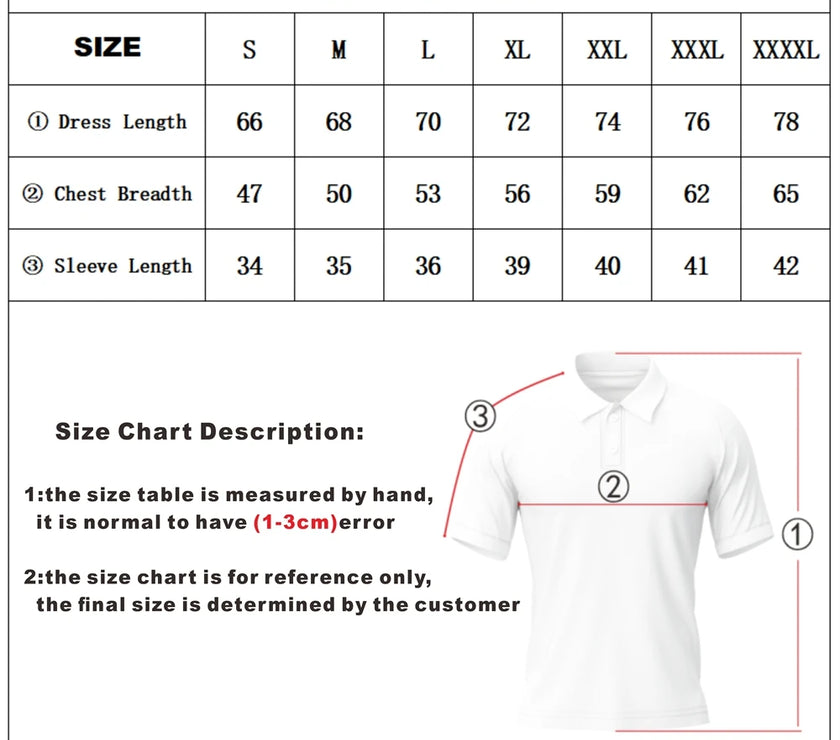 Under Par Plus Size Summer Polo Shirt in white with detailed size chart for accurate fitting