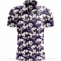 Plus size summer polo shirt with a tropical palm tree print for comfortable outdoor wear