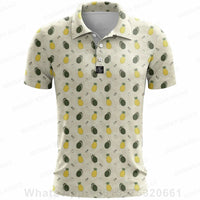 Under Par Discount Golf plus size summer polo shirt with pineapple print on a light background