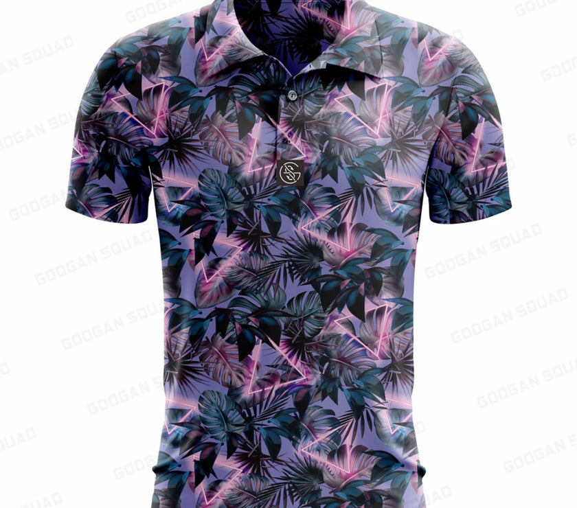 Under Par Discount Golf Plus Size Summer Polo Shirt in Tropical Floral Design
