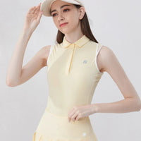 Stylish women's golf polo shirt in yellow with a classic collar for comfortable golfing